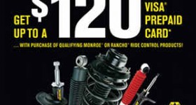 Get a FREE $120 Prepaid Visa Card from Monroe Shocks!