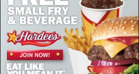 Hardee’s e-Club: Free Small Fry and Drink w/Purchase