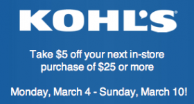 Print New Kohls Coupon for $5 off $25 Purchase!