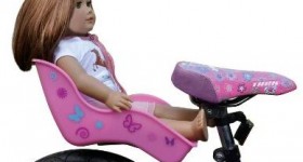 Ride Along Bike Seat for American Girl dolls for $16.95 (fits standards dolls, stuffed animals)