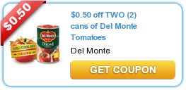 Save $0.50 on Two Cans of Del Monte Tomatoes