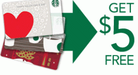 Starbucks: Get a FREE $5 giftcard when you sign up for Starbucks Rewards!
