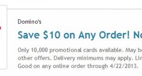 Domino’s $10 Off ANY Order Coupon Is LIVE!