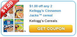 Save $1.00 on any Two Kellogg’s Cinnamon Jacks Cereal