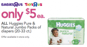 Toys “R” Us: Huggies diapers for just $5/package — no coupon needed!