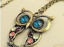 Vintage style colorful Owl charm necklace only $.73 shipped!